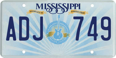 MS license plate ADJ749