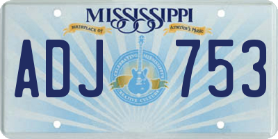 MS license plate ADJ753