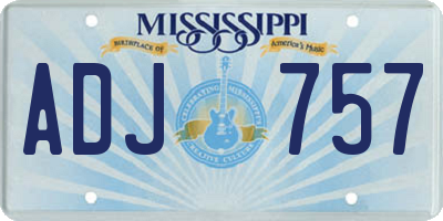 MS license plate ADJ757