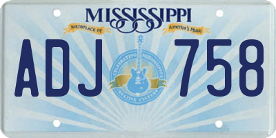 MS license plate ADJ758