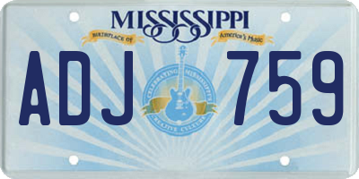 MS license plate ADJ759