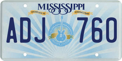 MS license plate ADJ760