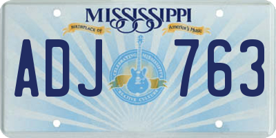MS license plate ADJ763