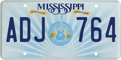 MS license plate ADJ764