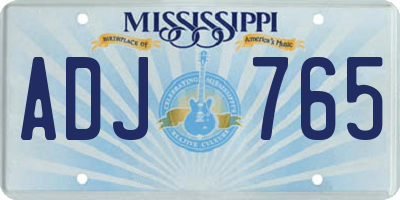 MS license plate ADJ765