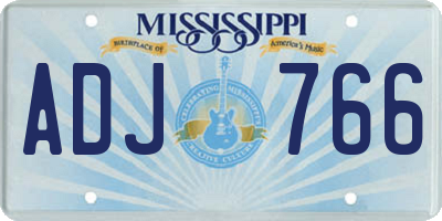 MS license plate ADJ766