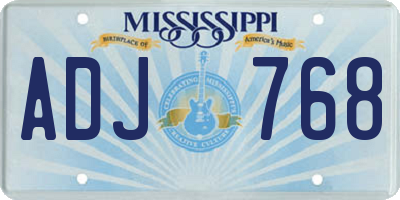 MS license plate ADJ768