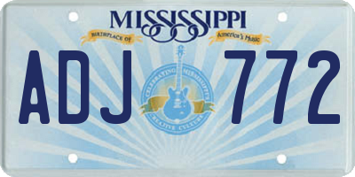 MS license plate ADJ772