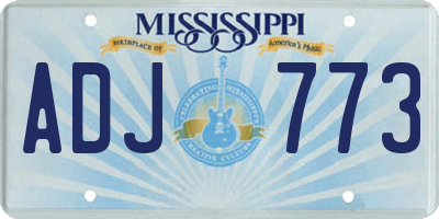 MS license plate ADJ773
