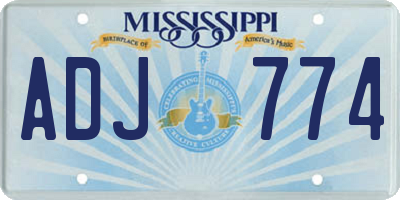 MS license plate ADJ774