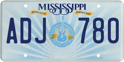MS license plate ADJ780