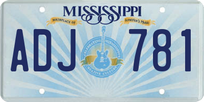 MS license plate ADJ781
