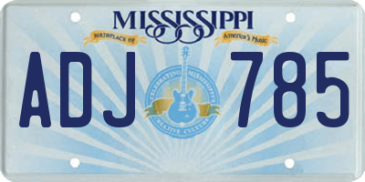 MS license plate ADJ785