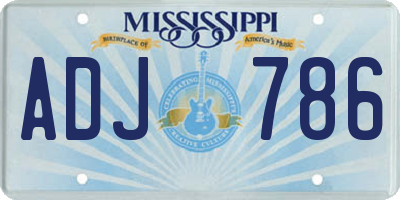 MS license plate ADJ786