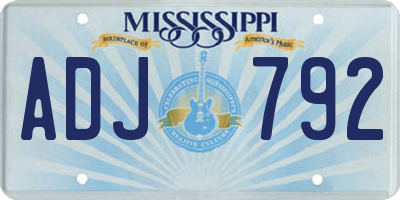 MS license plate ADJ792