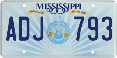 MS license plate ADJ793