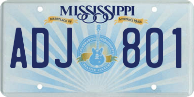 MS license plate ADJ801