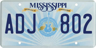 MS license plate ADJ802