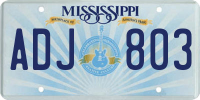 MS license plate ADJ803