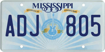MS license plate ADJ805