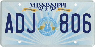 MS license plate ADJ806