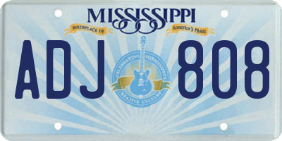 MS license plate ADJ808