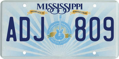 MS license plate ADJ809
