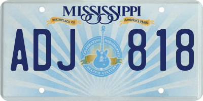 MS license plate ADJ818