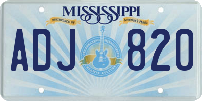MS license plate ADJ820
