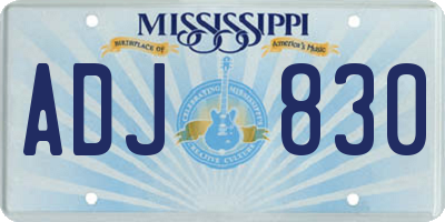MS license plate ADJ830