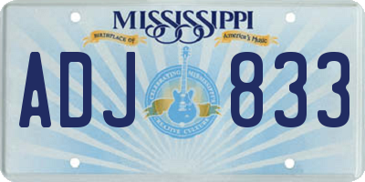 MS license plate ADJ833