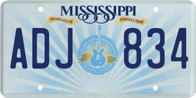 MS license plate ADJ834