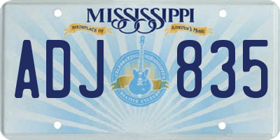 MS license plate ADJ835