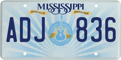 MS license plate ADJ836