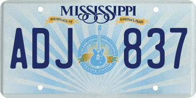 MS license plate ADJ837
