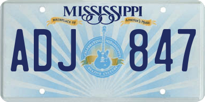 MS license plate ADJ847
