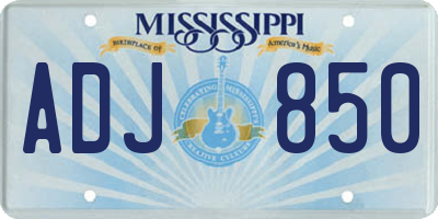 MS license plate ADJ850