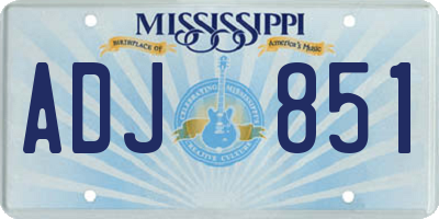 MS license plate ADJ851