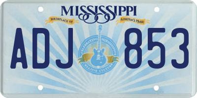 MS license plate ADJ853