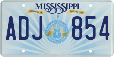 MS license plate ADJ854