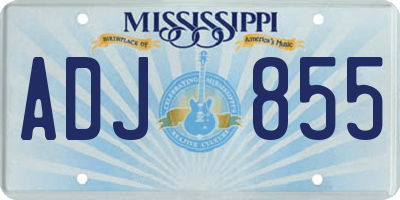 MS license plate ADJ855