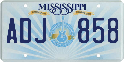 MS license plate ADJ858