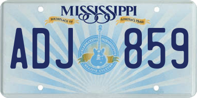 MS license plate ADJ859