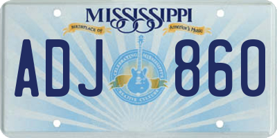 MS license plate ADJ860