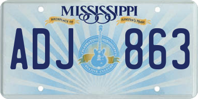 MS license plate ADJ863