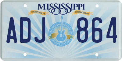 MS license plate ADJ864
