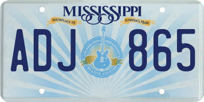 MS license plate ADJ865