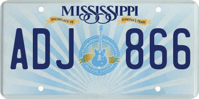 MS license plate ADJ866