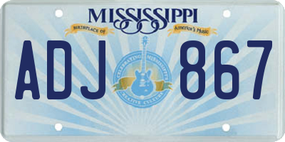 MS license plate ADJ867
