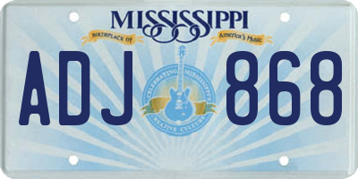 MS license plate ADJ868